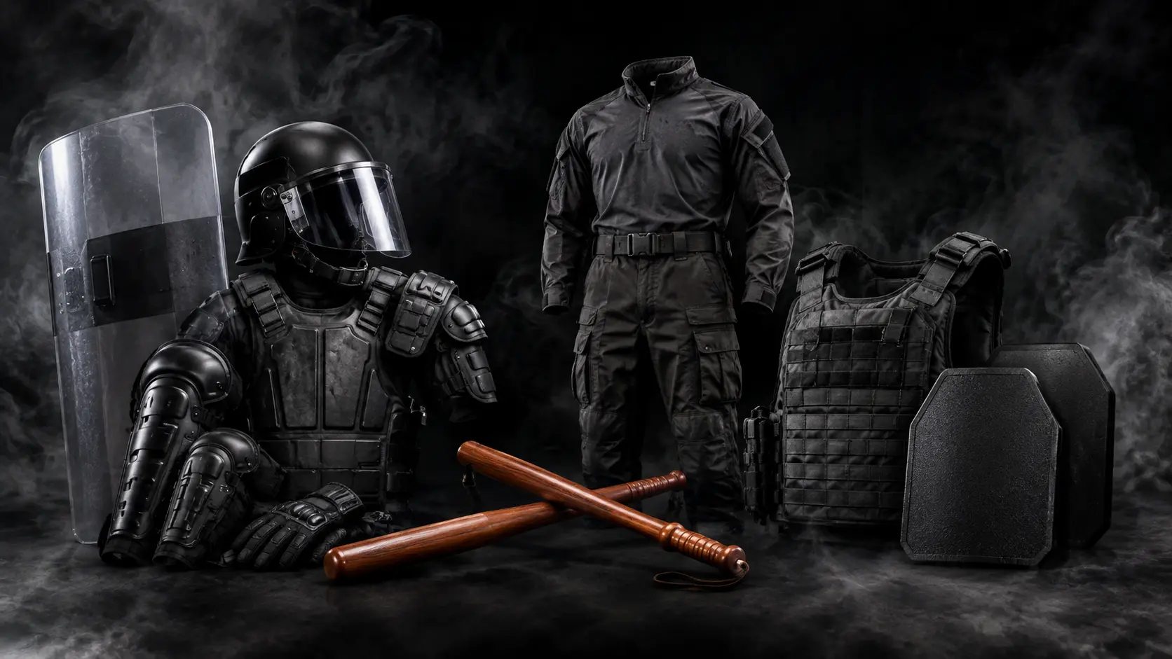 Tactical Gear Under Smoke and Shadows